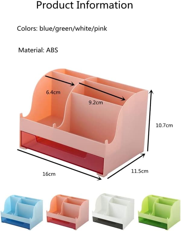 Multifunctional Pen & Pencil Case Organizer with Drawer for Desk, Workplace White White