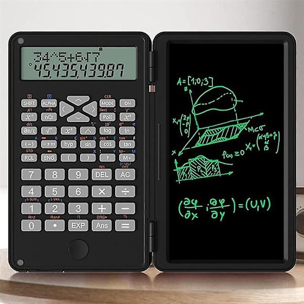 Scientific Calculator, 12-Digit LCD Display with Erasable Writing Pad, Foldable for Home and School