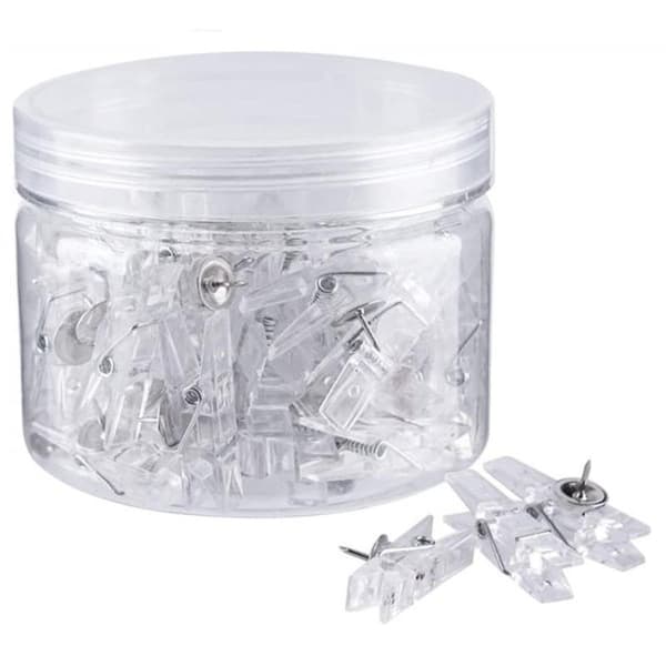 50 Pcs Decorative Photo Clips Pins Transparent Snap Set Stapler 2-in-1 Snap Button