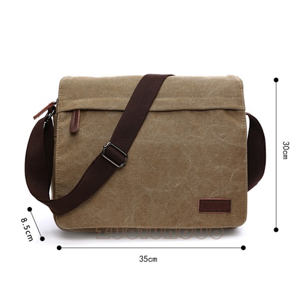 Herrar axelväska i canvas, herr väska, laptopväska för 14 tums laptop, axelväska/budväska/messenger väska, khaki No.9 Mbappé XS