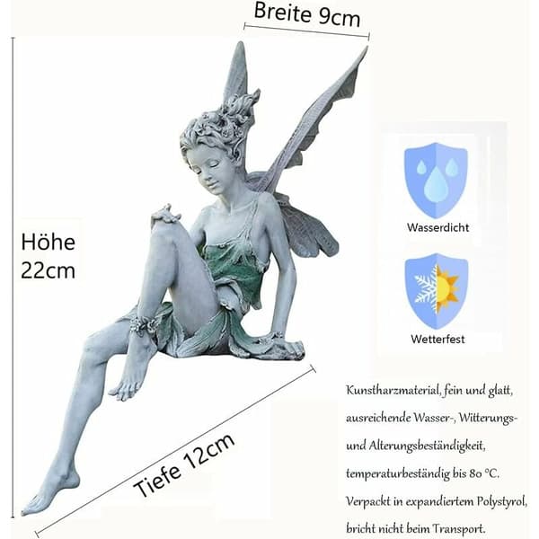 Hagealv Sittende Figurin 22cm, Fe-statue for Utendørsdekorasjon