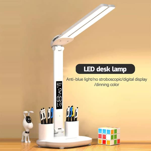 1 stativ bordlampe LED trådløs lading USB berøringskontroll bord