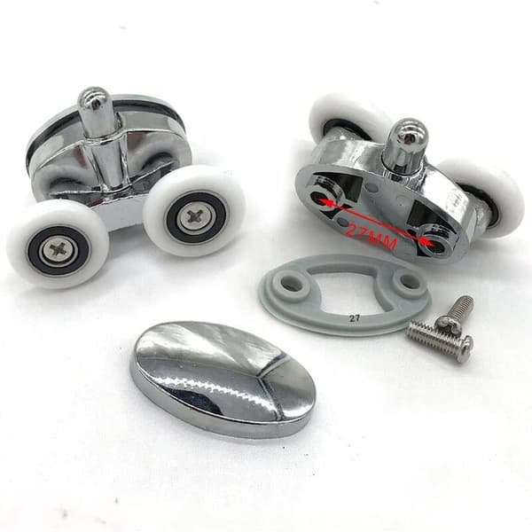 Set med 4 duschdörrsrullar - två hjul - Oval - Fjärilsformad (23mm)