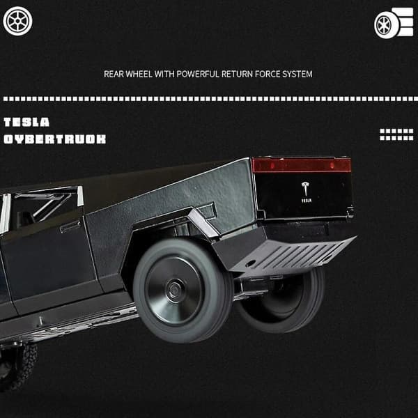 Maisto 1:24 Tesla Cybertruck Pickup metal legetøjsbil lyd og lys træk-tilbage