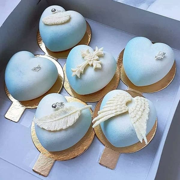3D hjerteformet silikoneform til kage, hjerteformet mousseform, dessert, silikonemousse, bagning osv. (8 3D hjerteformede hulrum)