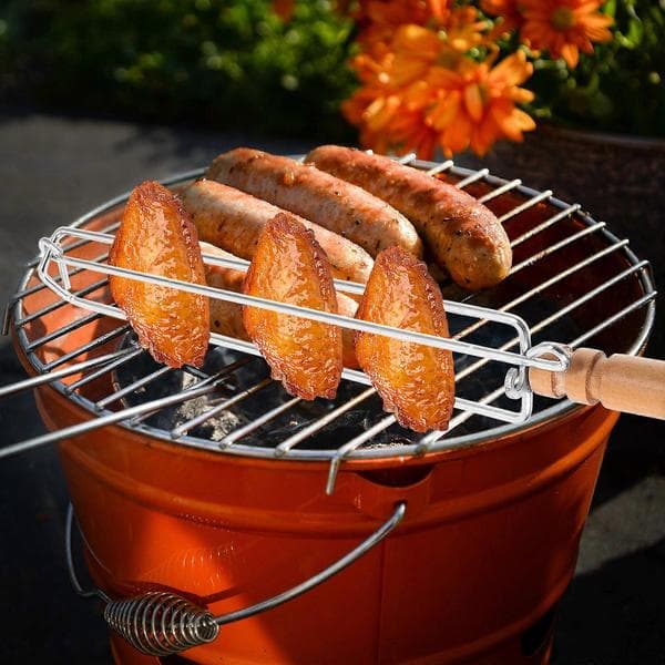 Sammenleggbar grillgaffel i rustfritt stål for grilling av kyllingvinger
