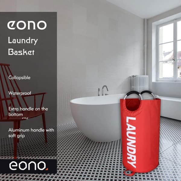 90L Large Laundry Basket, Foldable Fabric Laundry Hamper, Foldable Clothes Bag, Foldable Laundry Container - Red