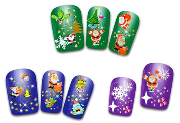 6 sheets Christmas decorations self-adhesive nail decorations