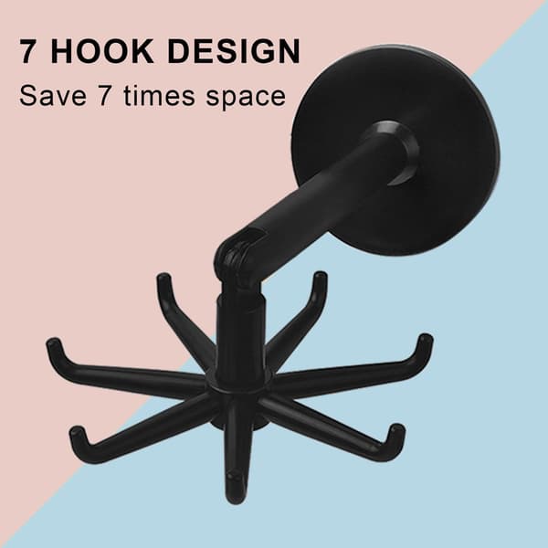 Heavy Duty Adhesive Hooks, Heavy Duty Wall Hooks, Wall Hooks, 360 Degree Rotating Adhesive Hooks, 7 Hooks
