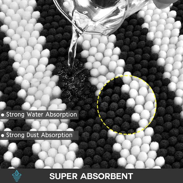Super Soft Absorbent Plush Bathroom Mat 40x60 Machine Washable Black-FY-
