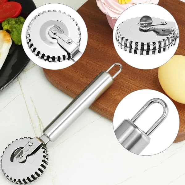Luksuriøs roterende deigkutter - Rustfritt stål - Ergonomisk håndtak - Tåler oppvaskmaskin - Egnet for kutting, forsegling og pressing