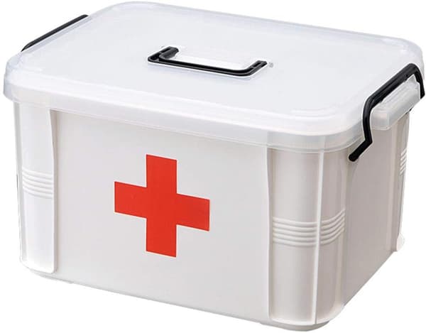 Medicine Storage Box, Portable Lockable Plastic Medicine Box, Medicine Container, Multi-layer First Aid Box, White