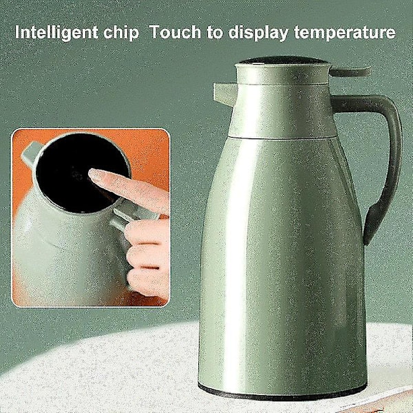 Isolerad vattenkokare med glasfoder, extra lång isolering, termos, hemmakaffe grön green 1300ml