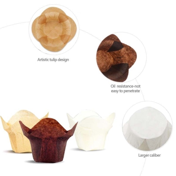 TG Leivinpaperi Cupcake & Muffinssivuoat Pakkaus 250 kpl | Rasvaa hylkivä Ruskea