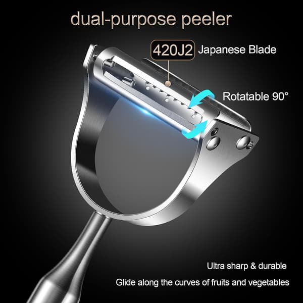 2-in-1 Vegetable Slicer & Peeler, Rotating Blade Spiralizer for Carrots Potatoes Cucumbers, Creative Fruit Carving Tool