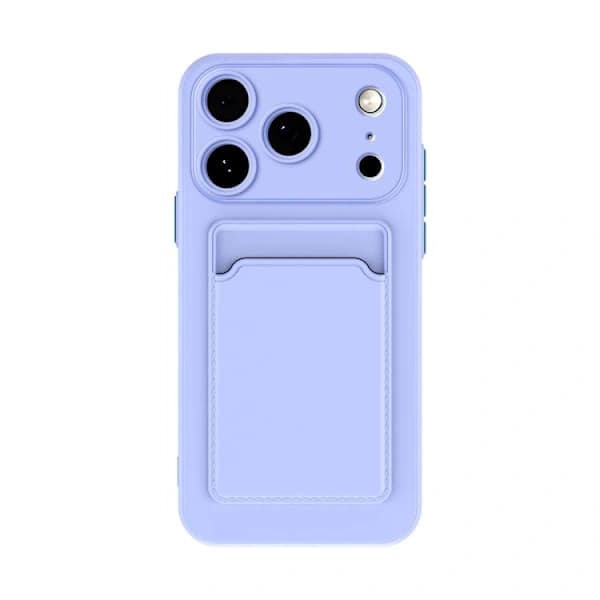 For iPhone 17 Pro Card Touch Contrast Button Protective Case - TPU Matte Soft Case Purple iPhone 17 Pro Max