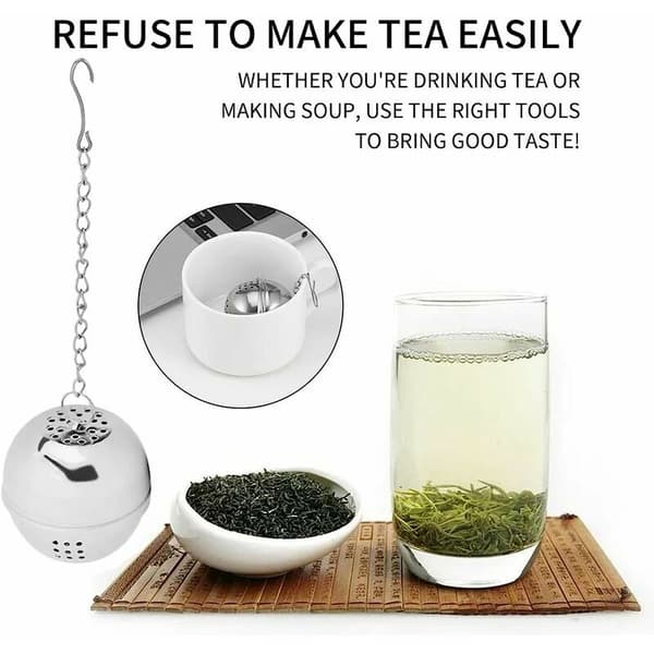 2-delt teinfuser i rustfrit stål, teinfuser til te, krydderier og de fleste kopper og tekander