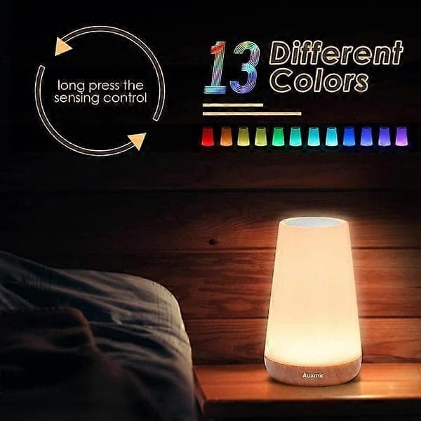 Night light, USB rechargeable lamp, 13 light colors, adjustable brightness