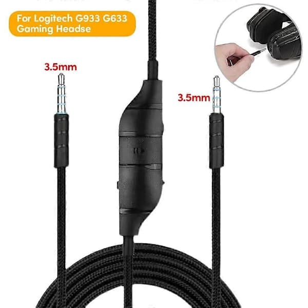 Compatible Cable with Volume Control for G633 G933 G935 G635 Gaming Headsets