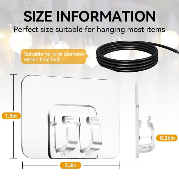 Outdoor String Light Hooks: 50 Pack Light Clips