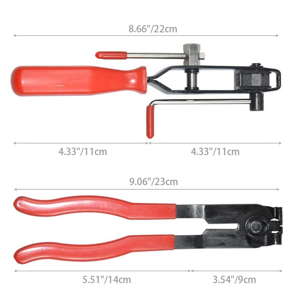 Ear Clamp Tool and Boot Crimping Pliers, 2 Pieces, for Fuel Hose, Axle, Cooling System Removal