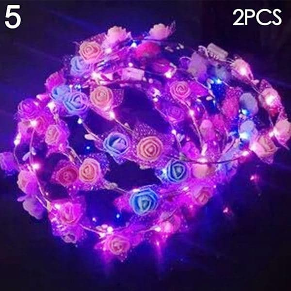 2 stk Lysende LED-krans Halloween Krone Blomst 3 3 3 3 3 3 3