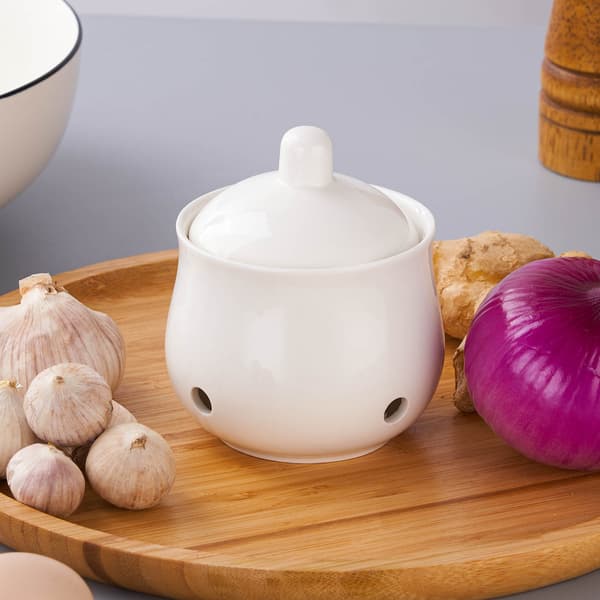 Ceramic Garlic Storage Container, Large Garlic Keeper