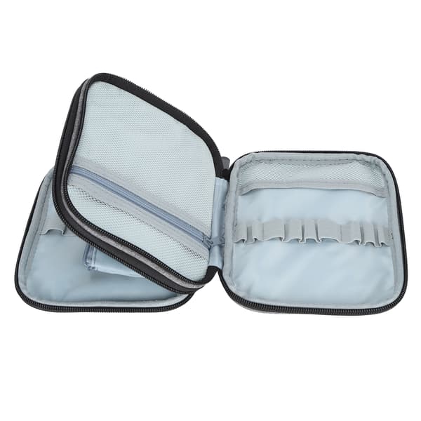Crochet Hooks Storage Bag Grey 2-Layer 600D Oxford Fabric Knitting Needles Organizer