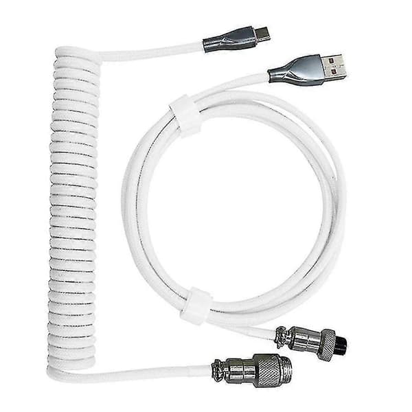 Mekanisk tastaturkabel Type-C til USB-data Aviation Head-kabel, hvid