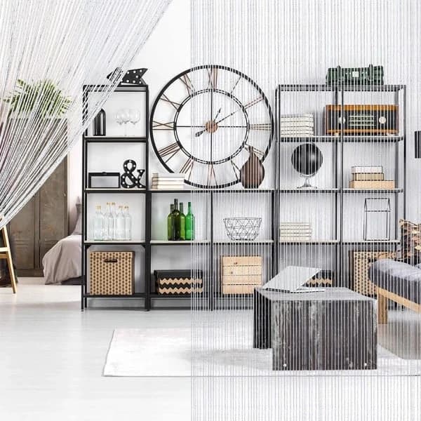 String Curtain Door Fly Screen, Polyester Tassel Room Divider for Doors and Windows Home Decor, White 100 x 200 cm