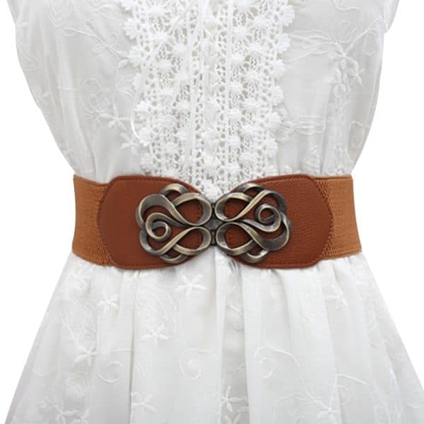 Dame elastisk belte i vintage-stil, brun