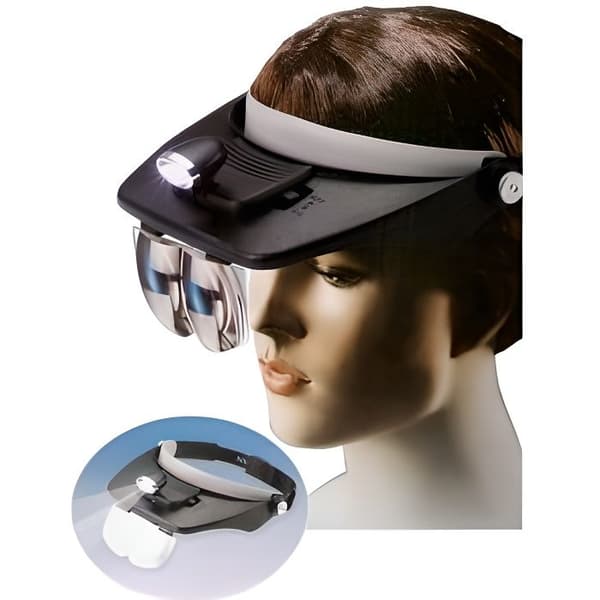 Justerbart forstørrelsesglas headset med LED-lys + 4 linser