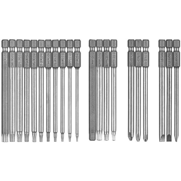 Torx screwdriver bits, 21 Torx screwdrivers (100 mm), long T6-T40 bits with magnetic, 1/4 inch hex