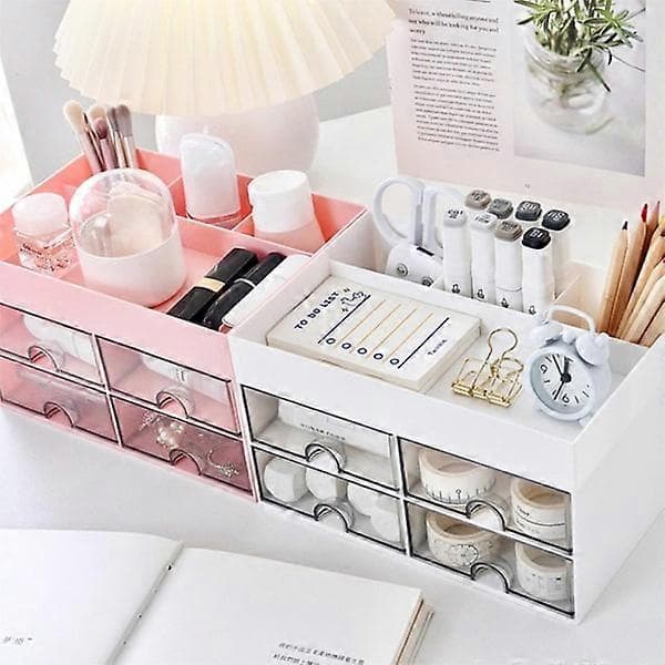 Small Desk Organizer Desktop Storage Box Paper Organizer Makeup Organizer Gift Pink