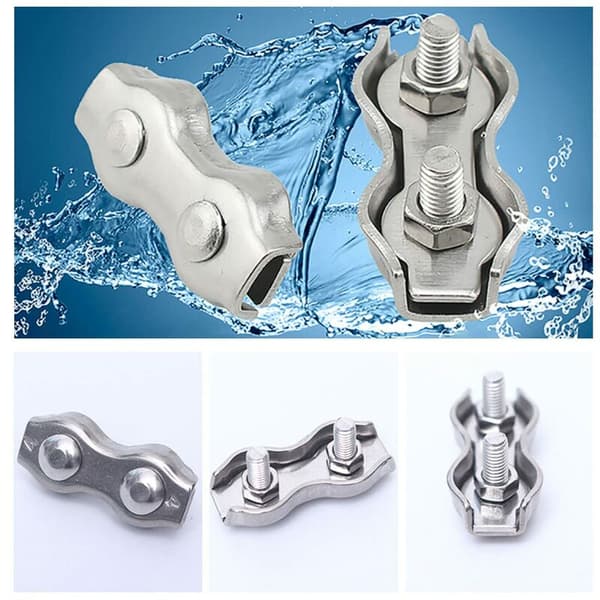 12 stk M2 Duplex Clips, Wire Rope Duplex Clips, 304 Rustfrit Stål Kabelbånd Duplex Klemmer til 2mm Wire Rope