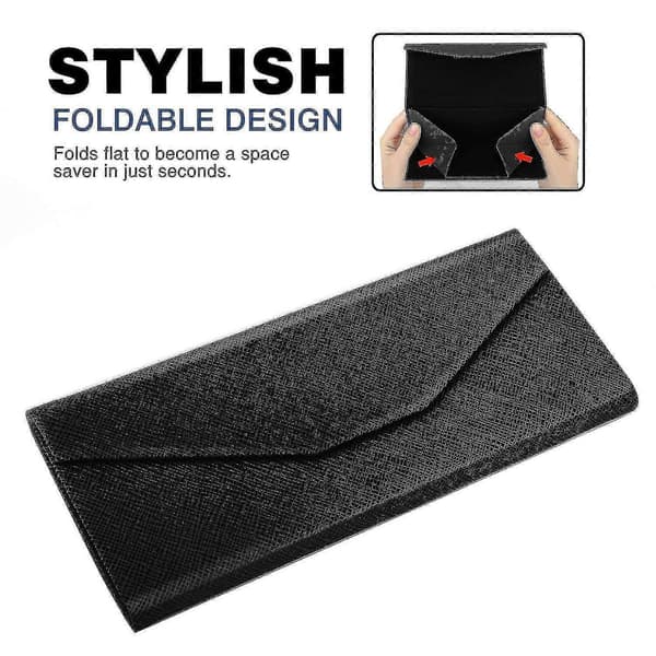 Foldable PU Leather Glasses Case - Portable Triangular Sunglasses and Accessory Case Compatible with Men and Women