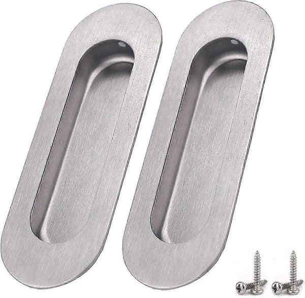 2-piece Concealed Stainless Steel Silver Tone Flush Pull Handle