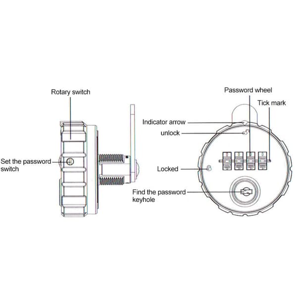 Digital Zinc Alloy Code Combination Cabinet Lock, Practical Security Password Lock with 26mm Keys