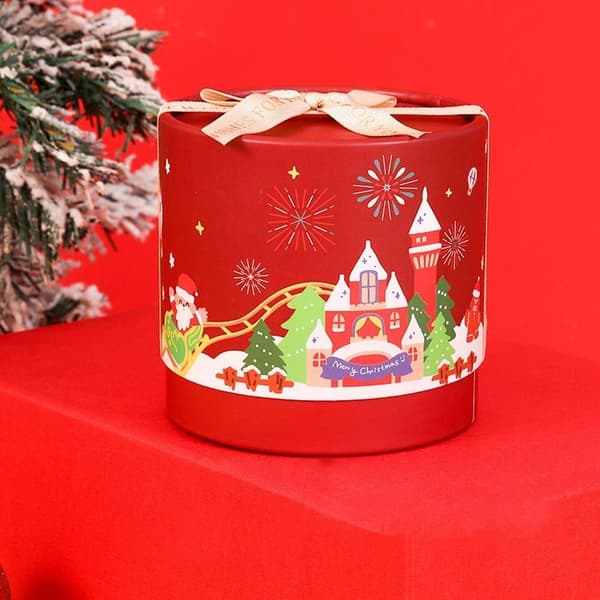 Christmas Candy Boxes, 2 Pieces Round Christmas Boxes Cookie Gift Boxes Bakery Candy Boxes Christmas Gift Boxes for Chocolate Cookies