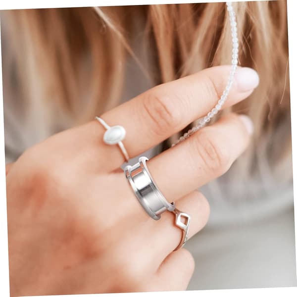 18 stk. riflede enkle fingerringe i rustfrit stål, smykkeringe, emner, trendy stabling