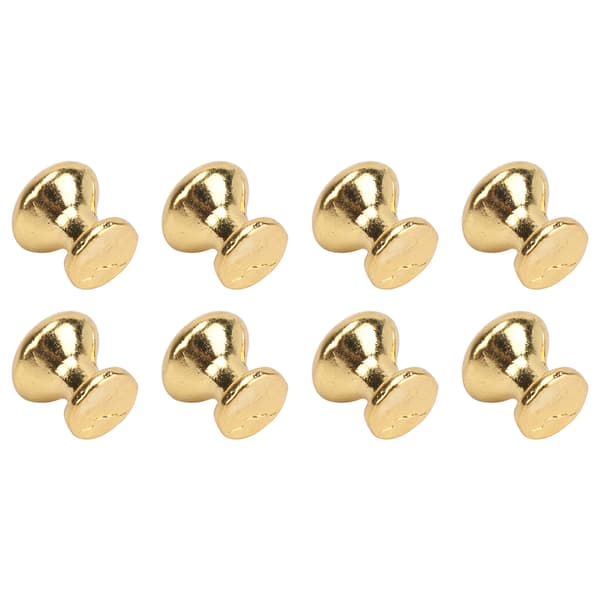 8pcs 1:12 Miniature Round Head Pull Handle Metal Simple Style Dollhouse Door Handle Knobs Gold