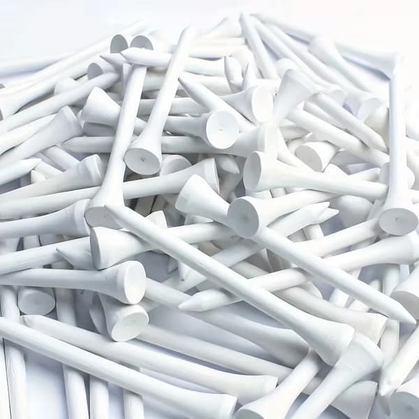 100 White Wooden Golf Tees 3-1/8\" – Durable and Smooth for Better Play