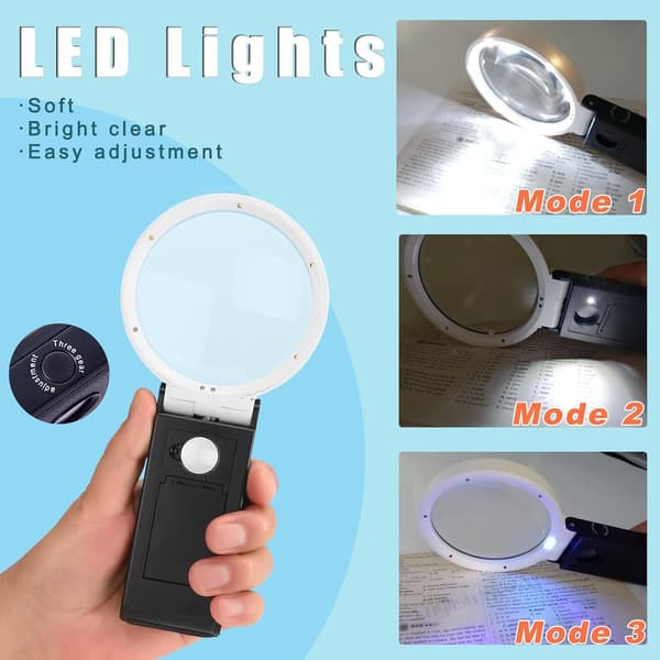 Håndholdt stående LED-belyst forstørrelsesglas foldbart forstørrelsesglas