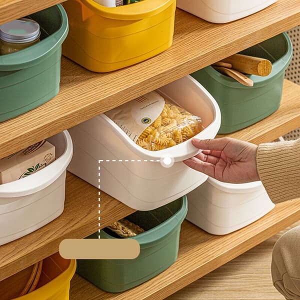 Kitchen Storage Box Container Cabinet Tableware Storage Box Spice Box Sundries Paper Cosmetics Storage (Yellow)
