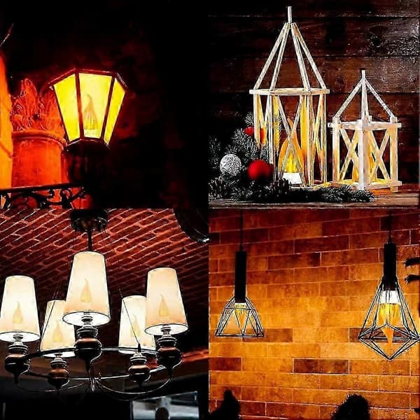 4-pakning E14 LED-flammepære, 3 W, 3 lysmoduser, dekorativ belysning