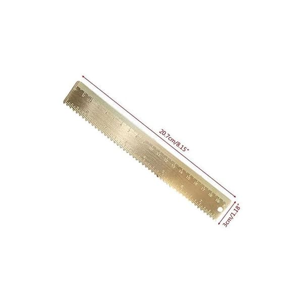 Brass Ruler 20 cm, Metallic Color, Graduated Scale, Compatible with Drawing and Measuring Tools