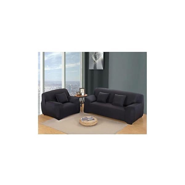 2-seters stretchsofaovertrekk med armlener, sofatrekk (svart, 2-seter) 680g