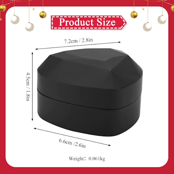 Ring Box with LED Light Jewelry Gift Box Engagement Creative Diamond Heart-shaped Ring Box Wedding Ring Case for Proposal Engagement Wedding (Black)