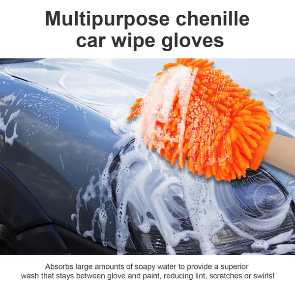 Premium mikrofiber vaskehandsker, bløde ridsefri dobbeltsidede chenille vaskehandsker perfekte til bilvask og detaljering (orange)