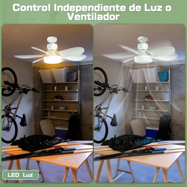 52 cm Silent Ceiling Fan with LED Light and Remote Control, 40W Ceiling Fan Lamp, with E27 Socket